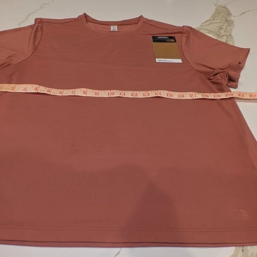 TNF North Face Dune Sky Womens Short Sleeve Light Mahogany TShirt Size L - Picture 12 of 13